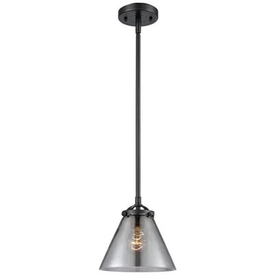 Innovations Lighting Nouveau Cone 7.75" Wide Bronze Stem Hung Mini Pendant W/ Plated Smoke