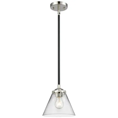 Innovations Lighting Nouveau Cone 7.75"w Black Nickel Stem Hung Mini Pendant W/ Clear Shade