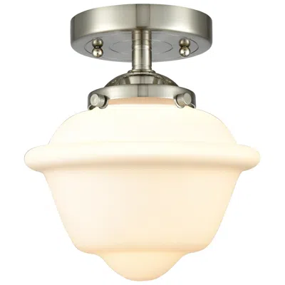 Innovations Lighting Nouveau Oxford 7.5"w Satin Nickel Semi.flush Mount W/ Matte White Shad