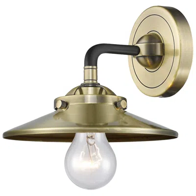 Innovations Lighting Nouveau Railroad 5.25" High Black Brass Sconce W/ Antique Brass Shade
