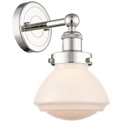 Innovations Lighting Olean 10"high Polished Nickel Sconce With Matte White Shade In Pink