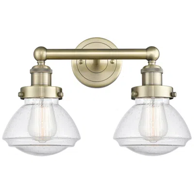 Innovations Lighting Olean 15.5" Wide 2 Light Antique Brass Bath Vanity Light With Mercury