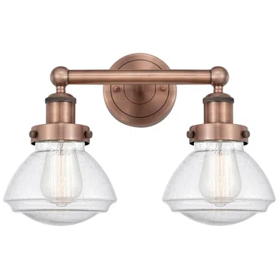 Innovations Lighting Olean 15.5"w 2 Light Antique Copper Bath Vanity Light With Mercury Sha