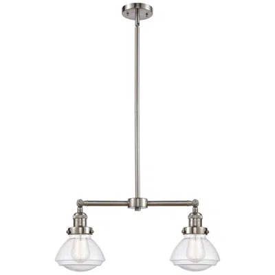 Innovations Lighting Olean 21.75" Wide 2 Light Brushed Satin Nickel Island Light W/ Seedy S