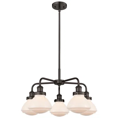 Innovations Lighting Olean 24.5"w 5 Light Oil Rubbed Bronze Stem Hung Chandelier W/ White S