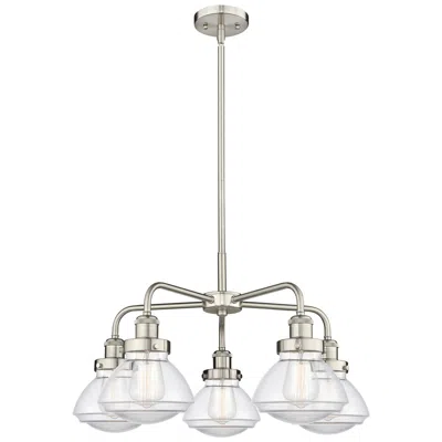 Innovations Lighting Olean 24.5"w 5 Light Satin Nickel Stem Hung Chandelier W/ Clear Glass