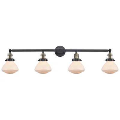 Innovations Lighting Olean 42.75" Wide 4 Light Black Brass Bath Vanity Light W/ White Shade
