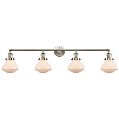 Innovations Lighting Olean 42.75"w 4 Light Brushed Satin Nickel Bath Vanity Light W/ White