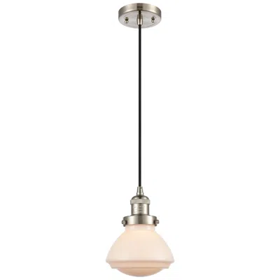 Innovations Lighting Olean 6.75" Wide Brushed Satin Nickel Corded Mini Pendant W/ White Sha