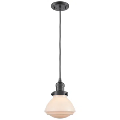 Innovations Lighting Olean 6.75" Wide Oil Rubbed Bronze Corded Mini Pendant W/ Matte White