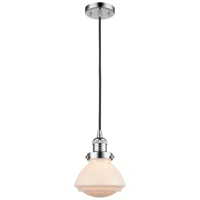 Innovations Lighting Olean 6.75" Wide Polished Chrome Corded Mini Pendant W/ Matte White Sh