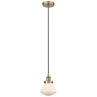 Innovations Lighting Olean 7" Antique Brass Mini Pendant W/ Matte White Shade