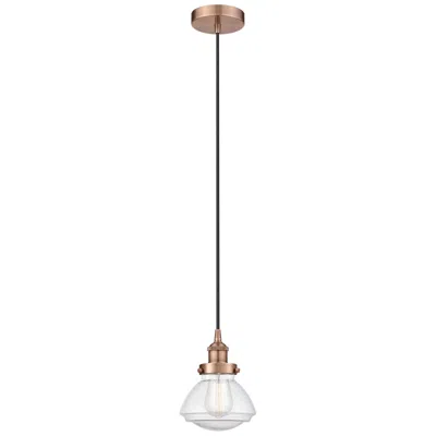 Innovations Lighting Olean 7" Antique Copper Mini Pendant W/ Seedy Shade