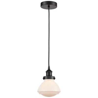Innovations Lighting Olean 7" Matte Black Mini Pendant W/ Matte White Shade