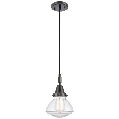 Innovations Lighting Olean 7" Wide Matte Black Cord Hung Mini Pendant With Clear Shade