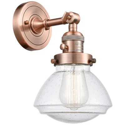 Innovations Lighting Olean 7.75" High Copper Sconce W/ Seedy Shade