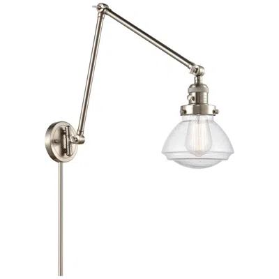 Innovations Lighting Olean 9" Brushed Satin Nickel Double Extension Swing Arm W/ Seedy Shad