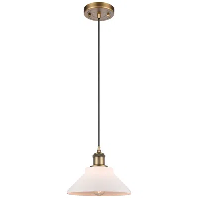 Innovations Lighting Orwell 8" Brushed Brass Cord Hung Mini Pendant W/ Matte White Shade