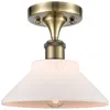 Innovations Lighting Orwell 8.38" Wide Antique Brass Semi Flush Mount W/ Matte White Shade In White