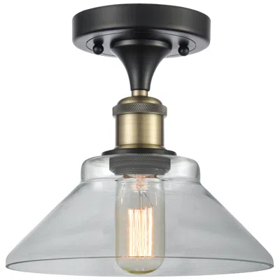 Innovations Lighting Orwell 8.38" Wide Black Brass Semi Flush Mount W/ Clear Shade