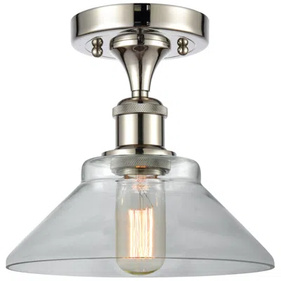 Innovations Lighting Orwell 8.38" Wide Polished Nickel Semi Flush Mount W/ Clear Shade