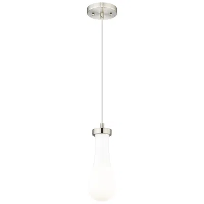 Innovations Lighting Owego 4" Wide Satin Nickel Cord Hung Pendant With Gloss White Shade