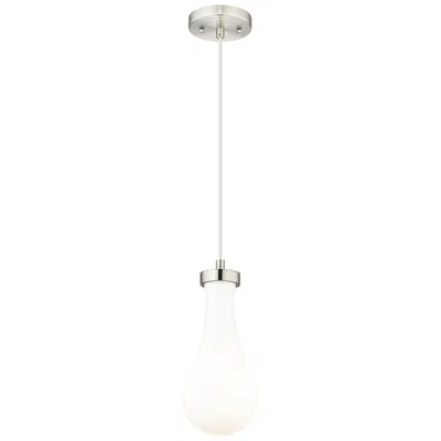 Innovations Lighting Owego 5" Wide Satin Nickel Cord Hung Pendant With Gloss White Shade