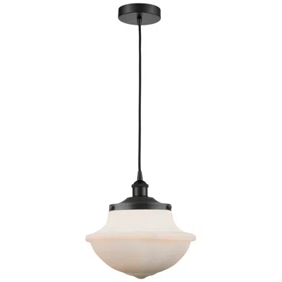 Innovations Lighting Oxford 11.75"w Matte Black Corded Mini Pendant W/ Matte White Shade