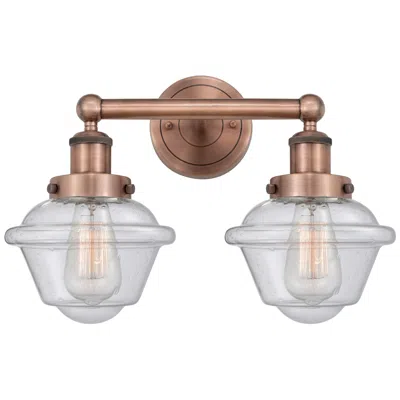 Innovations Lighting Oxford 15.5" Wide 2 Light Antique Copper Bath Vanity Light With Seedy
