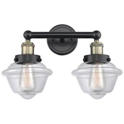 Innovations Lighting Oxford 15.5"w 2 Light Black Antique Brass Bath Light With Clear Shade