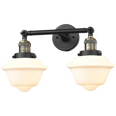 Innovations Lighting Oxford 17" 2-light Black Antique Brass Bath Light W/ Matte White Shade