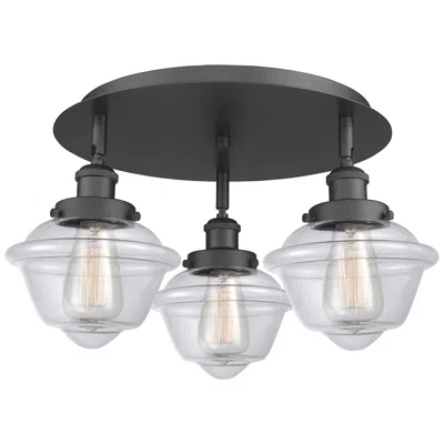 Innovations Lighting Oxford 18.25" Wide 3 Light Matte Black Flush Mount With Clear Glass Sh