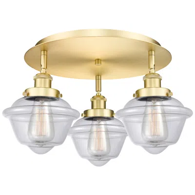 Innovations Lighting Oxford 18.25" Wide 3 Light Satin Gold Flush Mount With Clear Glass Sha