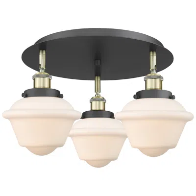 Innovations Lighting Oxford 18.25"w 3 Light Black Antique Brass Flush Mount W/ White Shade