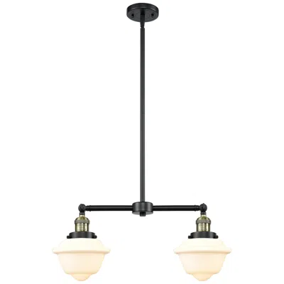 Innovations Lighting Oxford 24" Wide 2 Light Black Brass Island Light W/ Matte White Shade
