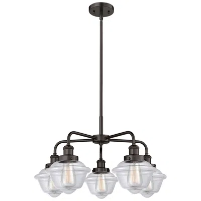 Innovations Lighting Oxford 24.5"w 5 Light Oil Rubbed Bronze Stem Hung Chandelier W/ Clear