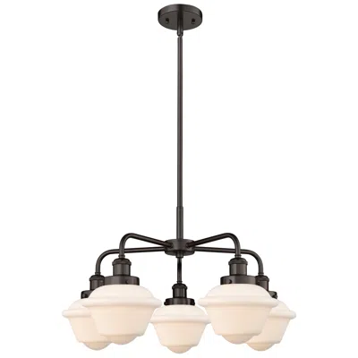 Innovations Lighting Oxford 24.5"w 5 Light Oil Rubbed Bronze Stem Hung Chandelier W/ White