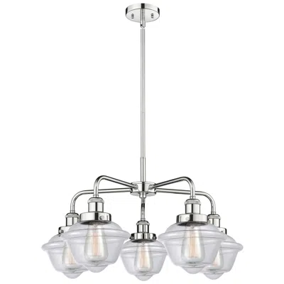 Innovations Lighting Oxford 24.5"w 5 Light Polished Chrome Stem Hung Chandelier W/ Clear Sh