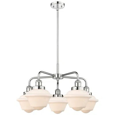 Innovations Lighting Oxford 24.5"w 5 Light Polished Chrome Stem Hung Chandelier W/ White Sh