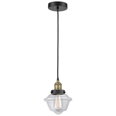 Innovations Lighting Oxford 7.25" Wide Black Brass Corded Mini Pendant With Clear Shade