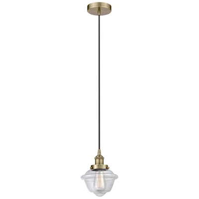 Innovations Lighting Oxford 7.5" Antique Brass Mini Pendant W/ Clear Shade In White