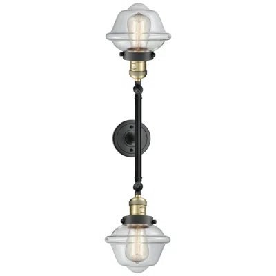 Innovations Lighting Oxford 7.5" Wide 2 Light Black Brass Bath Vanity Light W/ Clear Shade