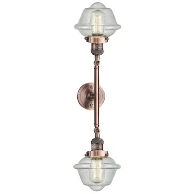 Innovations Lighting Oxford 7.5" Wide 2 Light Copper Bath Vanity Light W/ Seedy Shade