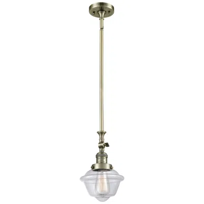 Innovations Lighting Oxford 7.5" Wide Antique Brass Stem Hung Mini Pendant W/ Clear Shade