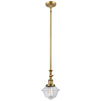 Innovations Lighting Oxford 7.5" Wide Brushed Brass Stem Hung Mini Pendant W/ Clear Shade