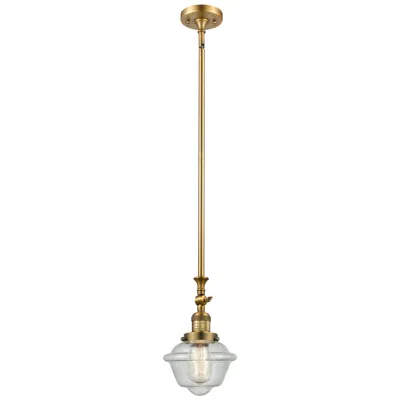 Innovations Lighting Oxford 7.5" Wide Brushed Brass Stem Hung Mini Pendant W/ Seedy Shade