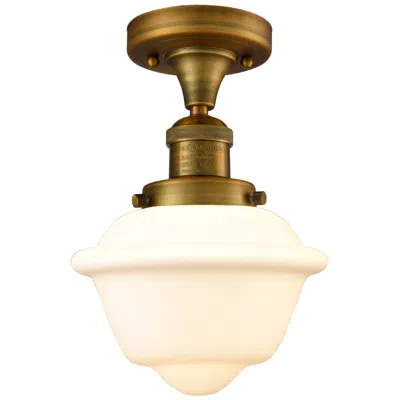 Innovations Lighting Oxford 8" Led Semi-flush Mount - Brushed Brass - Matte White Shade