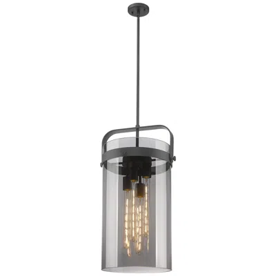 Innovations Lighting Pilaster 13.38" Wide 4 Light Stem Hung Matte Black Pendant With Smoke