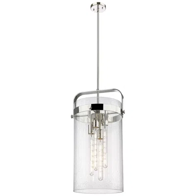 Innovations Lighting Pilaster 13.38"w 4 Light Stem Hung Polished Nickel Pendant W/ Seedy Sh