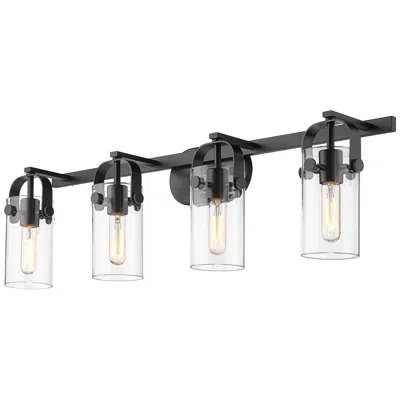 Innovations Lighting Pilaster 4" 4 Light 35" Led Bath Light - Matte Black - Clear Shad